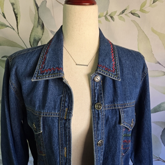 NEW IDENTITY | Vintage Embroidered Denim Jacket sz L - Picture 3 of 7